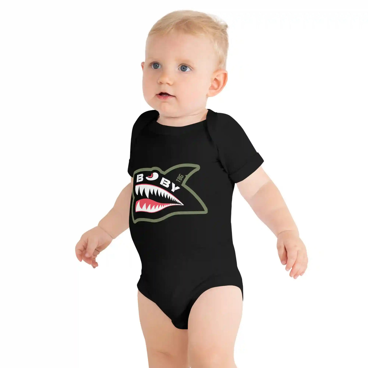 BabyShark jersey bodysuit black